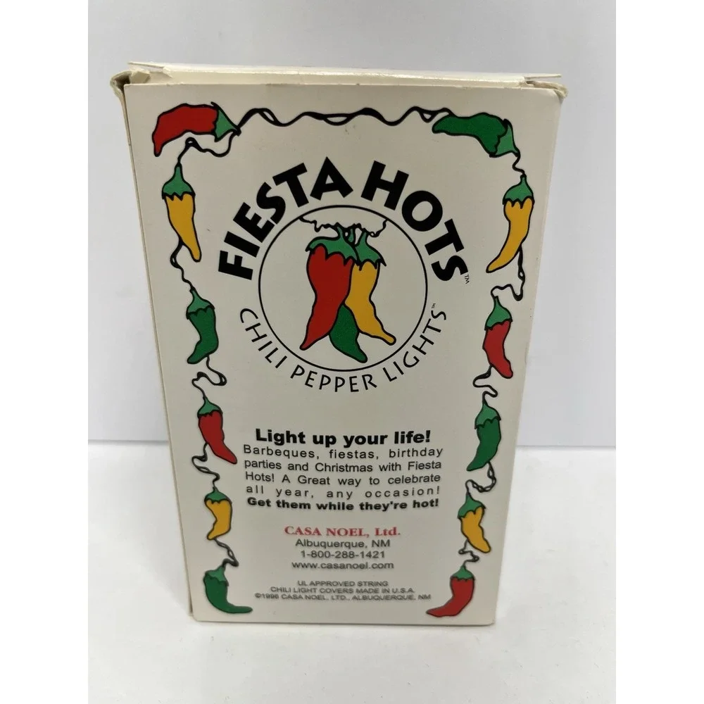 FIESTA HOTS Chili Pepper String of Lights Red Yellow Green 35 Count New Mexico